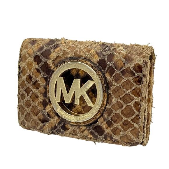RETAIL $150 MICHAEL KORS Exotic Python Compact Card holder*Authenticated* - Picture 1 of 9